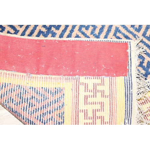 202 - Two antique style Ningxia (Ninghsia) Key-Fret designed rugs, the largest 193cm x 83cm [2]