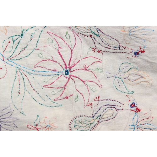209 - A vintage Indian Toran or Kutch style embroidered wall hanging decorated with colourful flowers and ... 