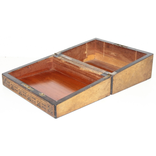 278 - Two antique Tunbridgeware style wooden boxes with inlaid banding, largest 30cm x 22cm x 14cm [2]