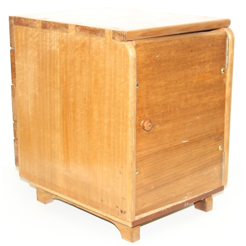 282 - Small wooden cabinet with a qty of vinyl records, wooden sewing box with contents, and a small wall ... 