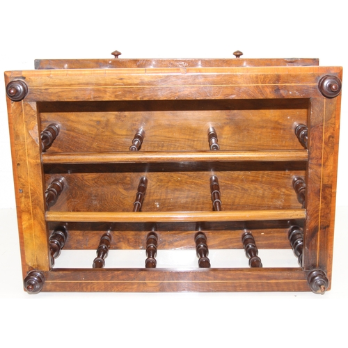 30 - A 19th century walnut Canterbury or magazine rack with single drawer, turned supports and brass and ... 