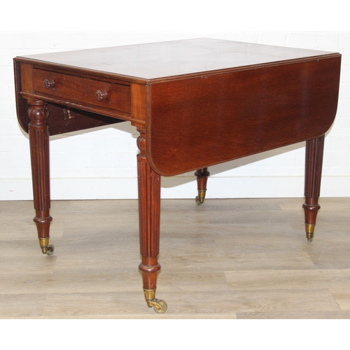 80 - Holland & Sons of London - a mid-late 19th century dropleaf table with single drawer, the drawer sta... 