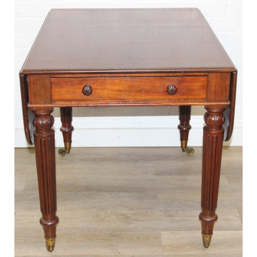 80 - Holland & Sons of London - a mid-late 19th century dropleaf table with single drawer, the drawer sta... 