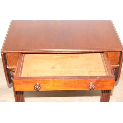 80 - Holland & Sons of London - a mid-late 19th century dropleaf table with single drawer, the drawer sta... 