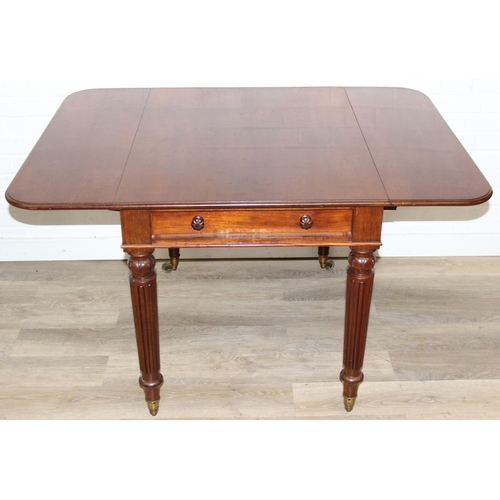 80 - Holland & Sons of London - a mid-late 19th century dropleaf table with single drawer, the drawer sta... 