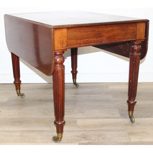 80 - Holland & Sons of London - a mid-late 19th century dropleaf table with single drawer, the drawer sta... 