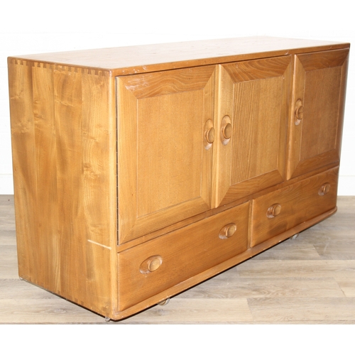 1 - A retro Ercol Windsor model 468 sideboard, three cupboards over two drawers, blonde finish, 128cm x ... 
