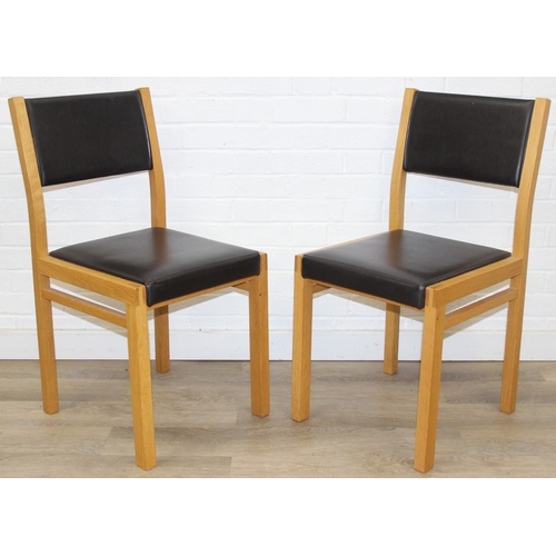 13 - A modern dining table with black slate top and two chairs, light oak finish, 110cm x 70cm x 75cm