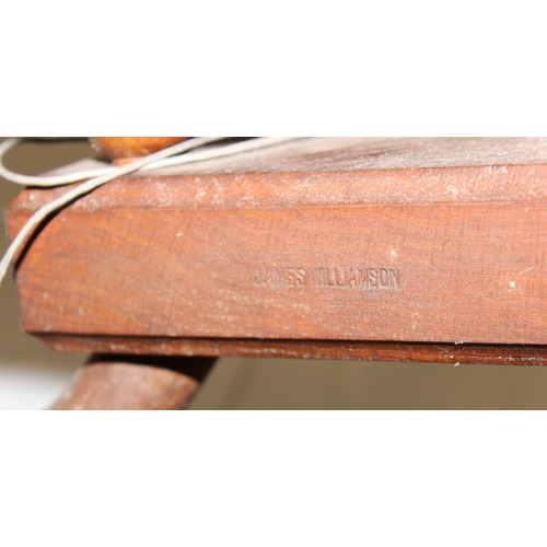 53 - James Williamson (believed to be for Timbertops Thurmaston), a vintage oak or elm spinning wheel, st... 