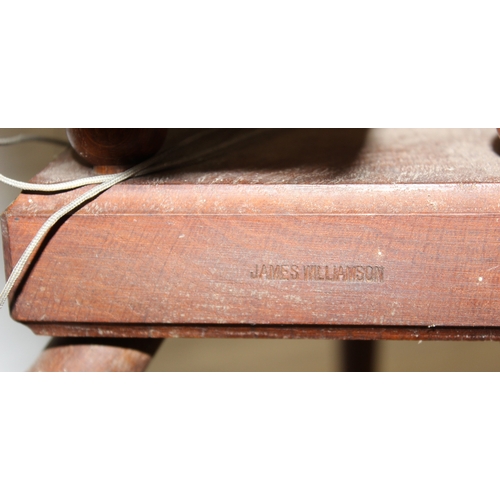 53 - James Williamson (believed to be for Timbertops Thurmaston), a vintage oak or elm spinning wheel, st... 