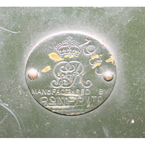 95 - A 1930's Roneo six drawer set of filing drawers, green painted with pin striping and brass cup handl... 