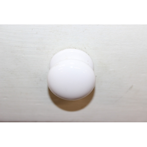 58 - A vintage painted pine sideboard with three drawers and single cupboard, ceramic handles, 120cm x 48... 