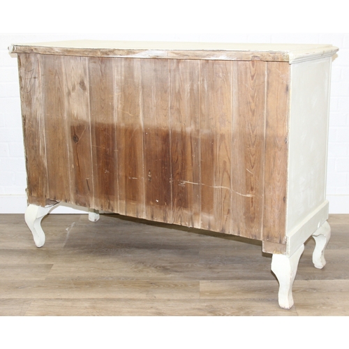 58 - A vintage painted pine sideboard with three drawers and single cupboard, ceramic handles, 120cm x 48... 