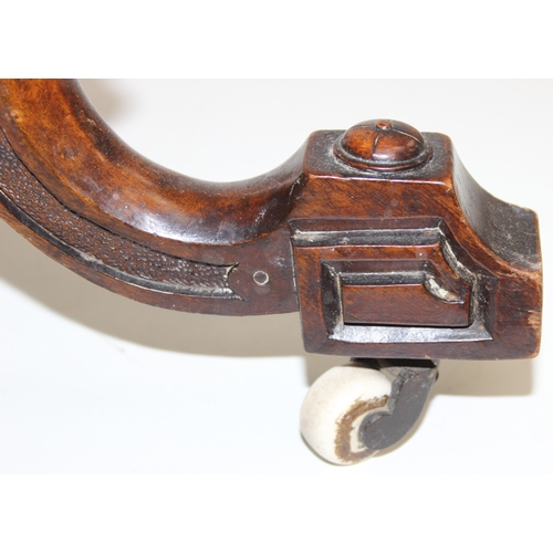 108 - An antique specimen wood parquetry inlaid octagonal topped table with intricately carved triple pill... 