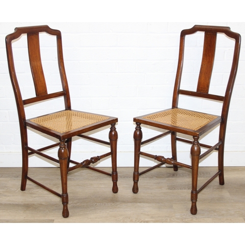 177 - Four pieces of Bergere seated furniture to inc a pair of bedroom chairs and two stools of different ... 