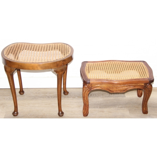 177 - Four pieces of Bergere seated furniture to inc a pair of bedroom chairs and two stools of different ... 