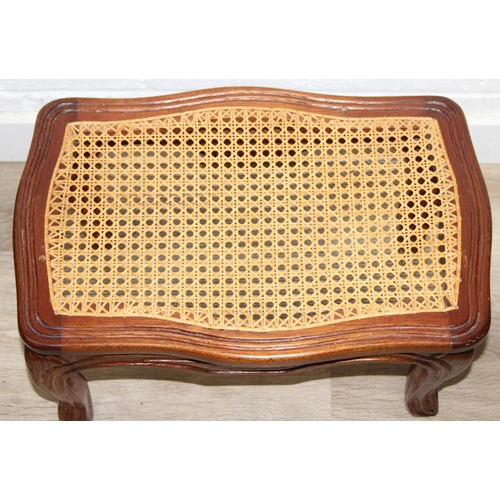 177 - Four pieces of Bergere seated furniture to inc a pair of bedroom chairs and two stools of different ... 