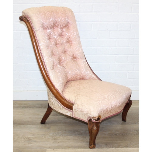 199A - An antique piano stool with lift up lid and boxwood inlay, later top and a Victorian low chair with ... 