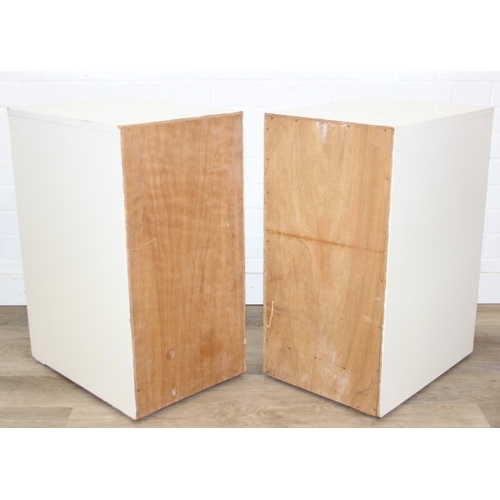 113 - A pair of vintage white painted bedside cabinets with a single drawer over a cupboard, 33cm x 45cm x... 