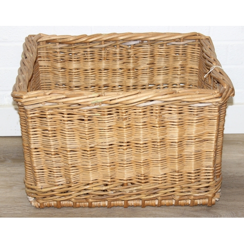 284 - A pair of vintage wicker baskets with open tops, each 53cm x 43cm x 34cm [2]