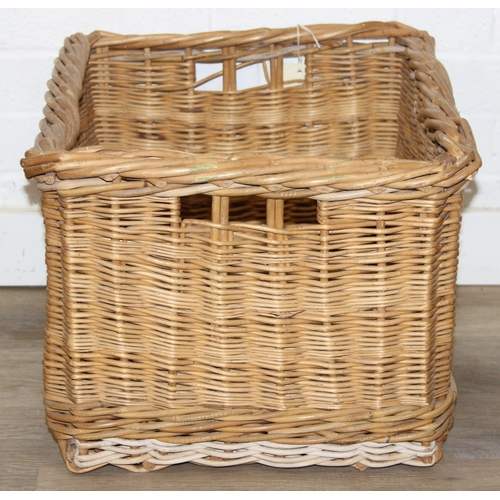 284 - A pair of vintage wicker baskets with open tops, each 53cm x 43cm x 34cm [2]