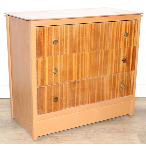 91 - A retro three drawer chest of drawers, 75cm x 37cm x 67cm