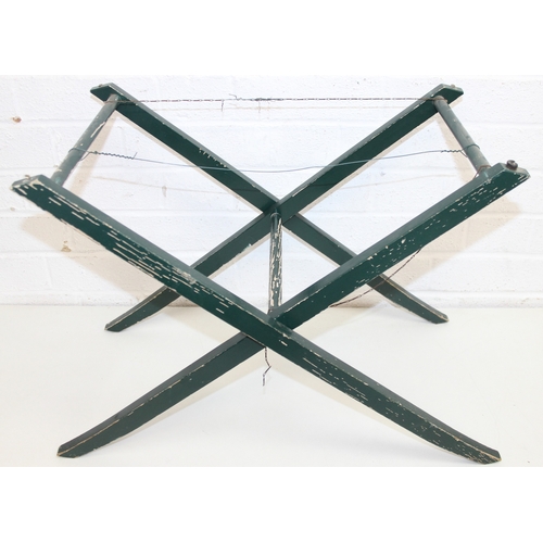 287 - A vintage wooden butlers' tray on stand with thistle decoration, 56cm x 40cm x 45cm