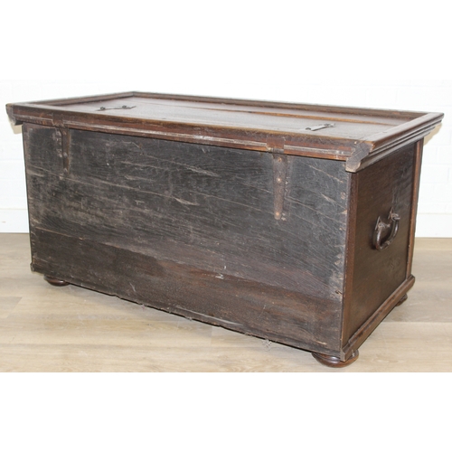 190 - An unusual antique carved oak trunk or coffer depicting the four evangelists or gospels, possibly It... 