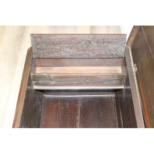 190 - An unusual antique carved oak trunk or coffer depicting the four evangelists or gospels, possibly It... 