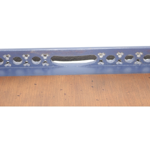 69 - Modern Chippendale style blue & gilt coffee table with pierced gallery top, 122cm x 71cm x 49cm