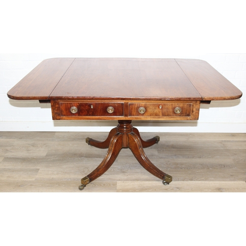 106 - Regency period mahogany drop leaf table with pedestal, splayed base and 4 drawers, 81cm (136cm exten... 