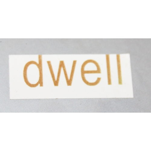 27 - A pair of retro style chrome and white leather effect bar stools by Dwell, in the manner of LEM stoo... 