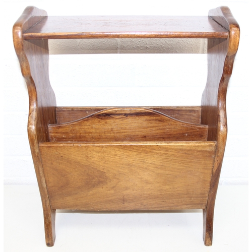 63 - A vintage oak cabinet with fitted interior for holding smoking pipes and a vintage wooden magazine r... 