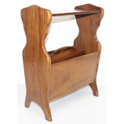 63 - A vintage oak cabinet with fitted interior for holding smoking pipes and a vintage wooden magazine r... 