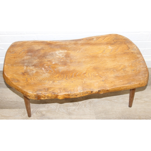 98 - Three pieces of furniture to inc a rustic elm topped table, a child's Taylor desk stool and a vintag... 