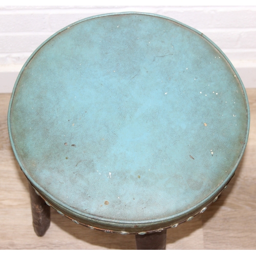 98 - Three pieces of furniture to inc a rustic elm topped table, a child's Taylor desk stool and a vintag... 