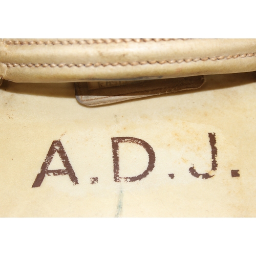 288 - A vintage vellum coloured suitcase by William Parks of Eastbourne, watered silk lined interior, with... 