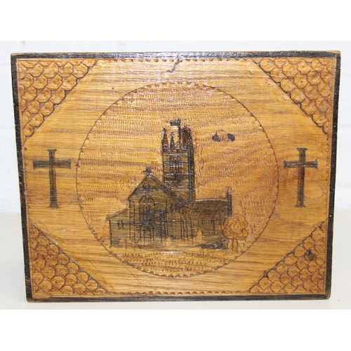 291 - Three vintage pieces of highly decorated scratch-built small furniture or apprentice pieces, to incl... 