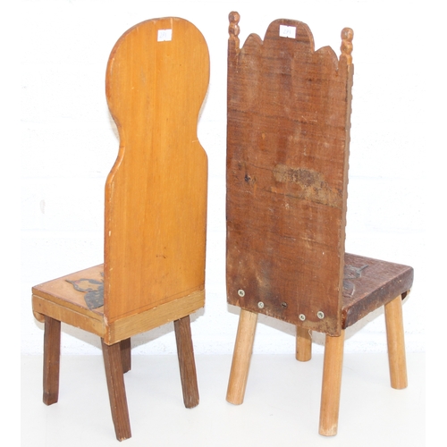 291 - Three vintage pieces of highly decorated scratch-built small furniture or apprentice pieces, to incl... 