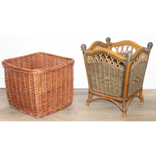 294 - Two vintage wicker baskets, the smaller 44cm x 45cm x 38cm [2]