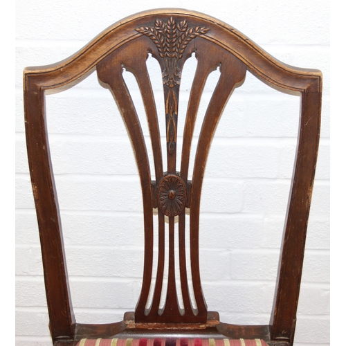 60 - A set of six Hepplewhite style dining chairs with harlequin-coloured seats, likely early 20th centur... 