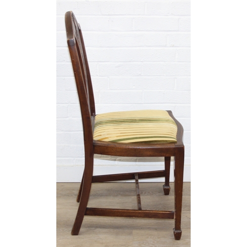 60 - A set of six Hepplewhite style dining chairs with harlequin-coloured seats, likely early 20th centur... 