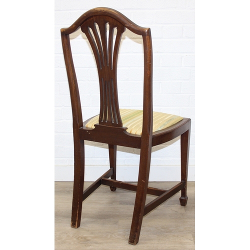 60 - A set of six Hepplewhite style dining chairs with harlequin-coloured seats, likely early 20th centur... 