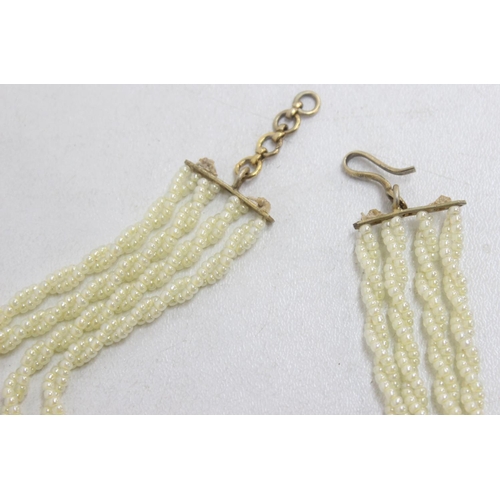 A highly decorative silver gilt seed pearl necklace set with white and ...