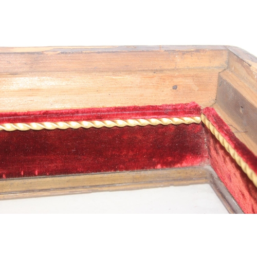 298 - Vintage glazed wall mountable display shelves, ideal antique fair display cabinet, 69cm x 14cm x 58c... 