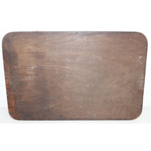 299A - Two wooden serving trays to incl an Edwardian Sheraton Revival example with centre shell detail and ... 