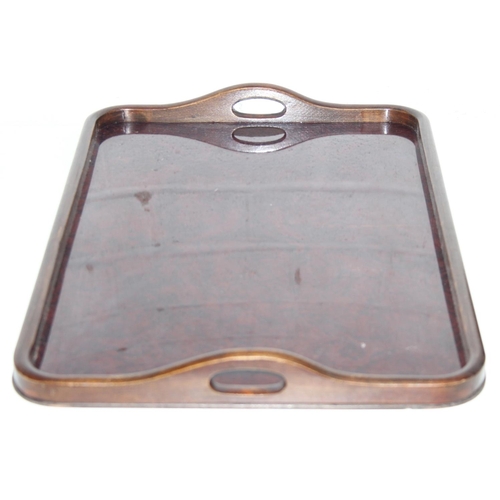 299A - Two wooden serving trays to incl an Edwardian Sheraton Revival example with centre shell detail and ... 