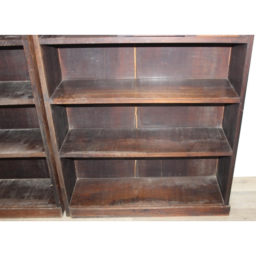 10 - A large two-piece bookcase or display shelves with glazed cupboard, early-mid 20th century, 296cm x ... 
