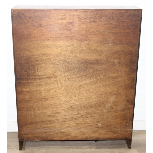 93 - Mid-20th century oak bookcase with two sets of glass sliding doors, 91cm x 25cm x 113cm