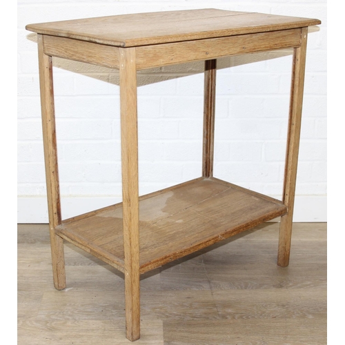 179 - Nest of two oriental style lacquered tables with mother of pearl inlay and a light oak side table wi... 